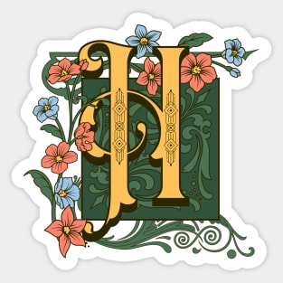 Art Nouveau Letter H, Ornamental Letter H, Art Deco Sticker